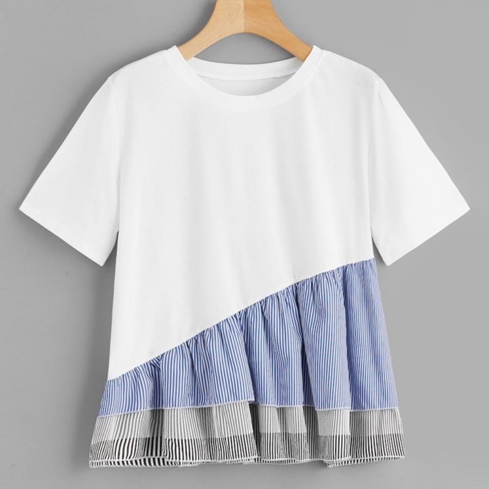 Plus Size Asymmetrical Ruffle Hem Babydoll Tee